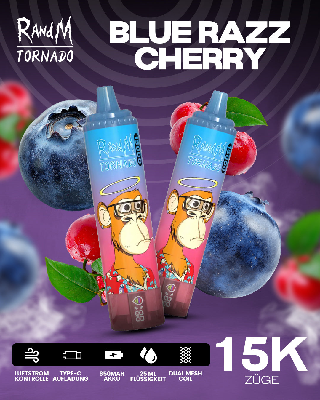 Blue Razz Cherry - RandM Tornado Vape - Offizieller Store