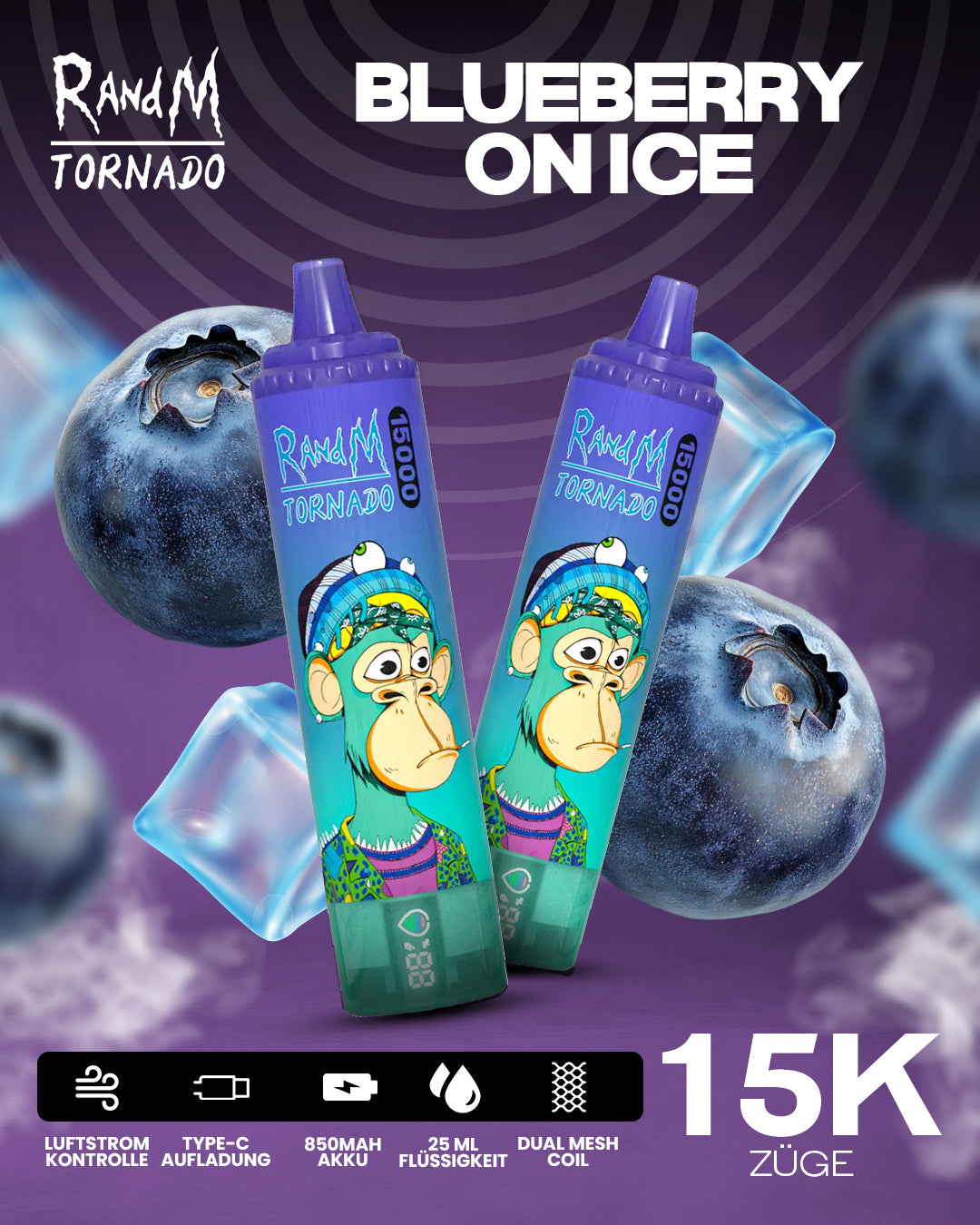 Blueberry on Ice - RandM Tornado Vape - Offizieller Store