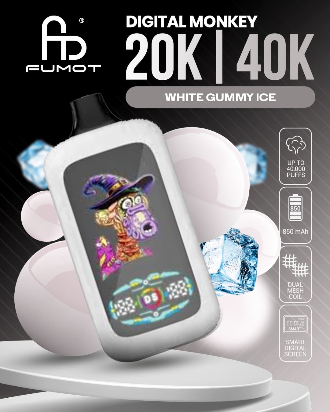 Fumot Digital Monkey 20K/40K - White Gummy Ice