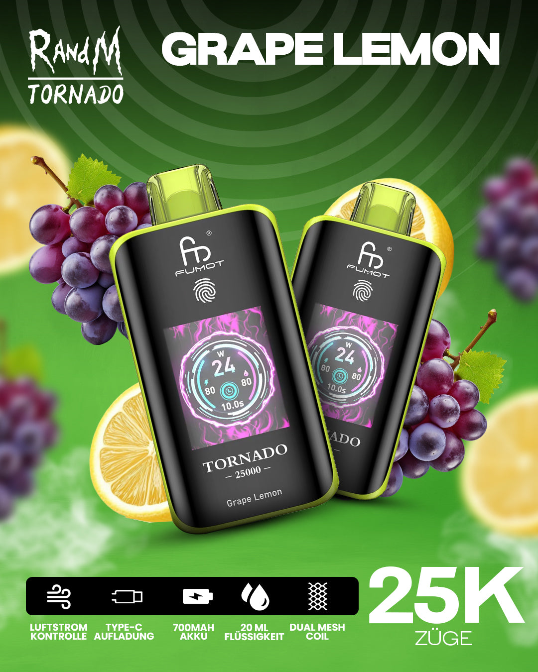 Grape Lemon - RandM Tornado Vape - Offizieller Store