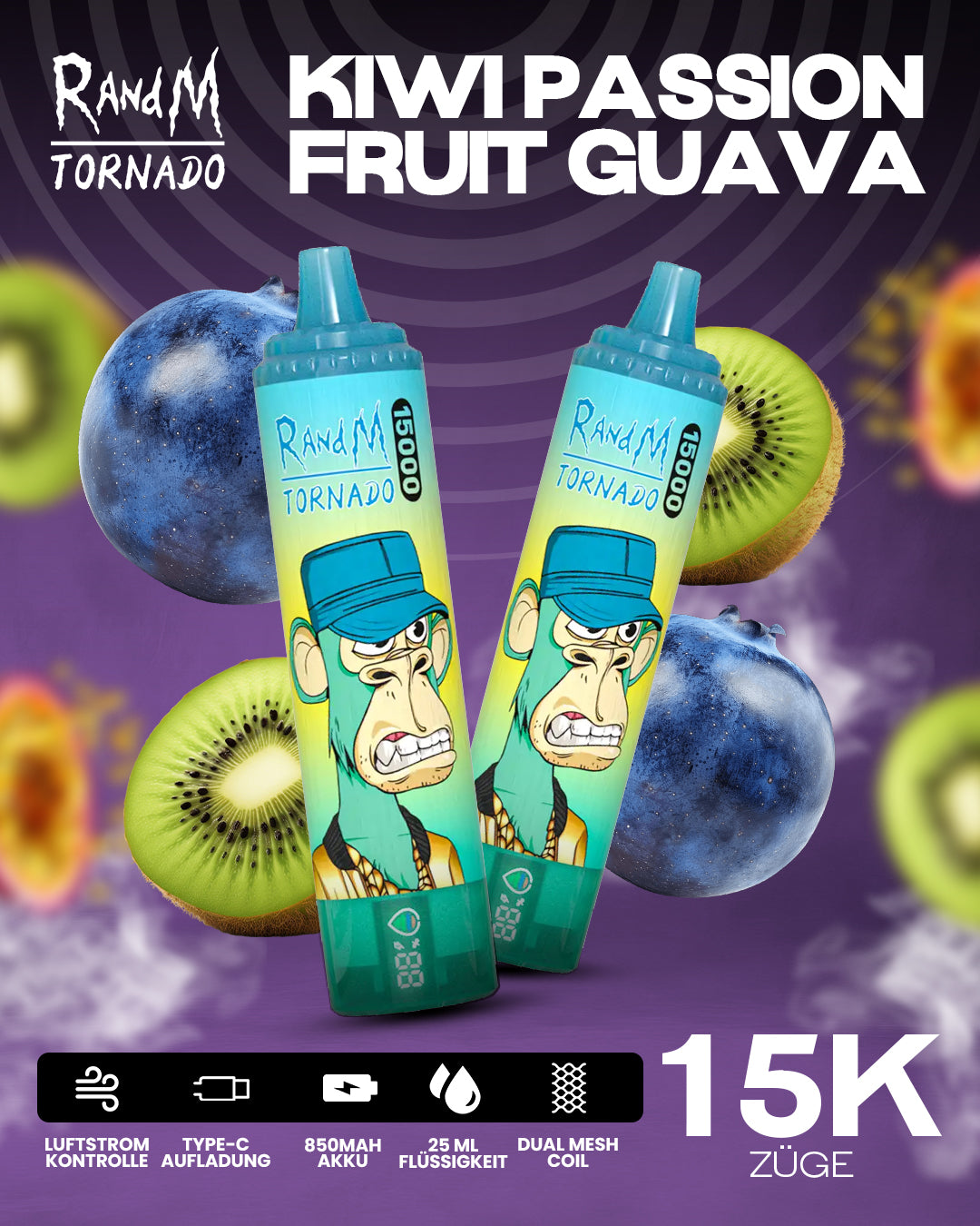 Kiwi Passionfruit Guava - RandM Tornado Vape - Offizieller Store
