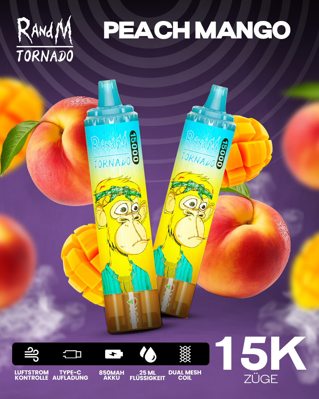 Peach Mango - RandM Tornado Vape - Offizieller Store