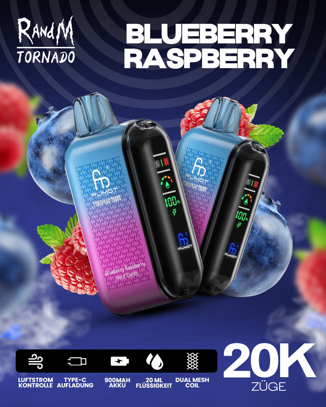 Blueberry Raspberry - RandM Tornado Vape - Offizieller Store