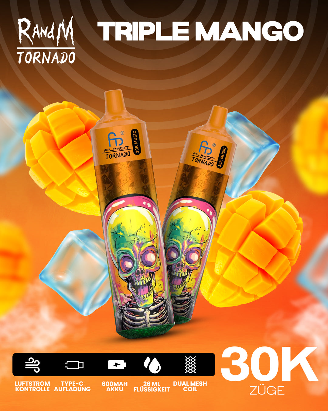 RandM Tornado Vape 30000 - Triple Mango