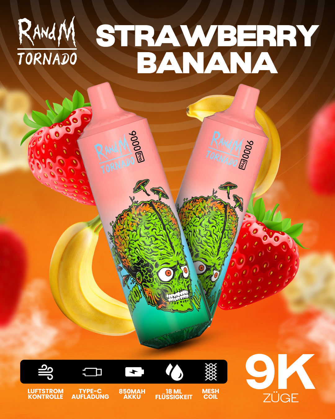 Strawberry Banana - RandM Tornado Vape - Offizieller Store