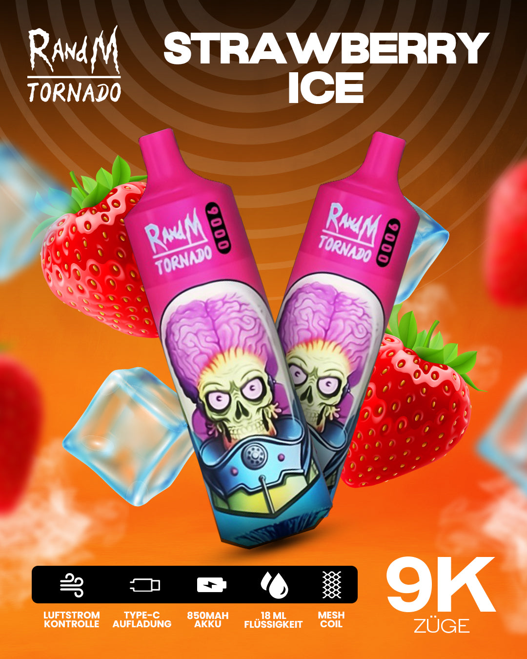 Strawberry Ice - RandM Tornado Vape - Offizieller Store