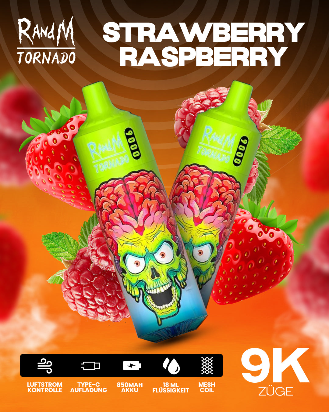 Strawberry Raspberry Ice - RandM Tornado Vape - Offizieller Store