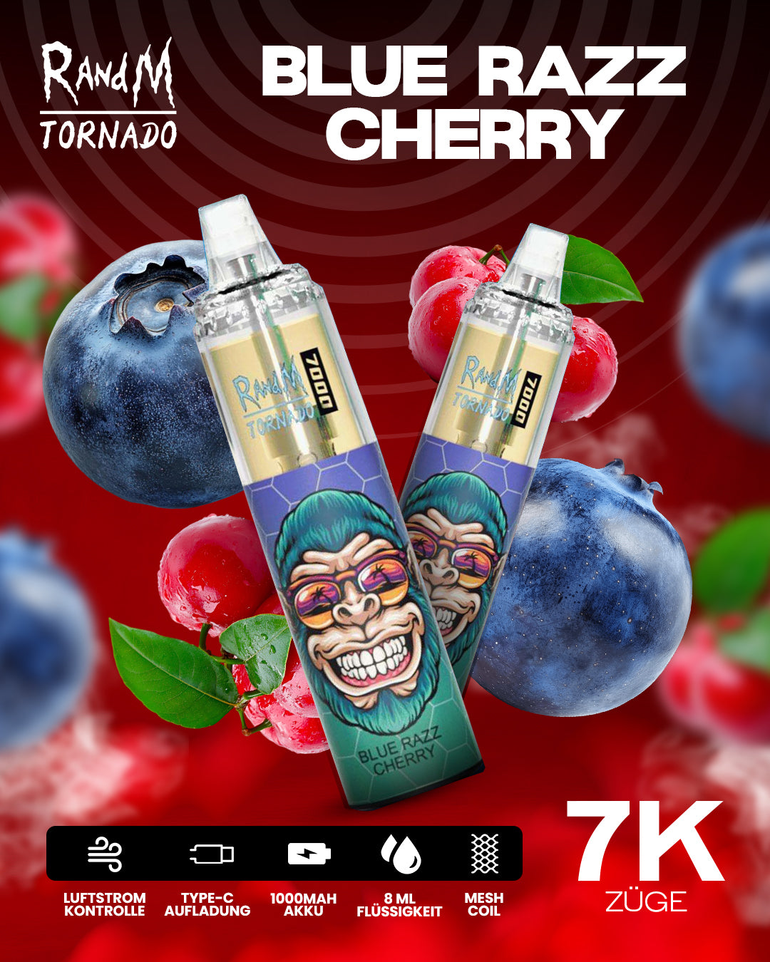 Blue Razz Cherry - RandM Tornado Vape - Offizieller Store