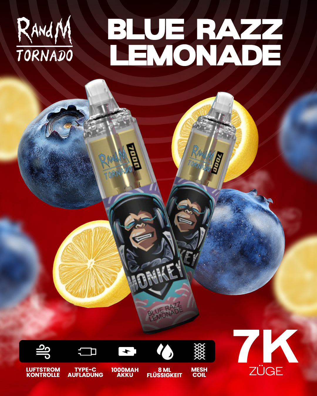Blue Razz Lemonade - RandM Tornado Vape - Offizieller Store