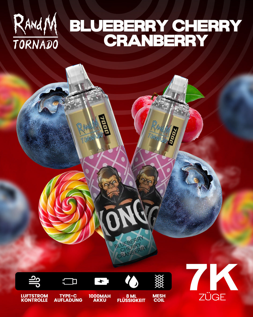 Blueberry Cherry Cranberry - RandM Tornado Vape - Offizieller Store