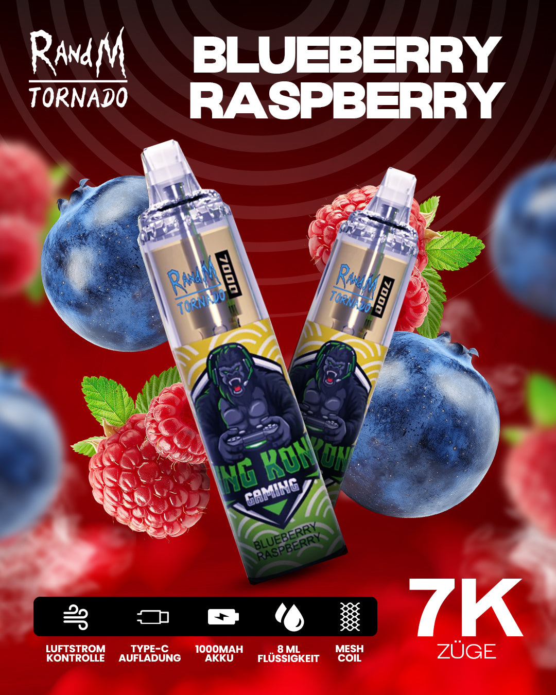 Blueberry Raspberry - RandM Tornado Vape - Offizieller Store