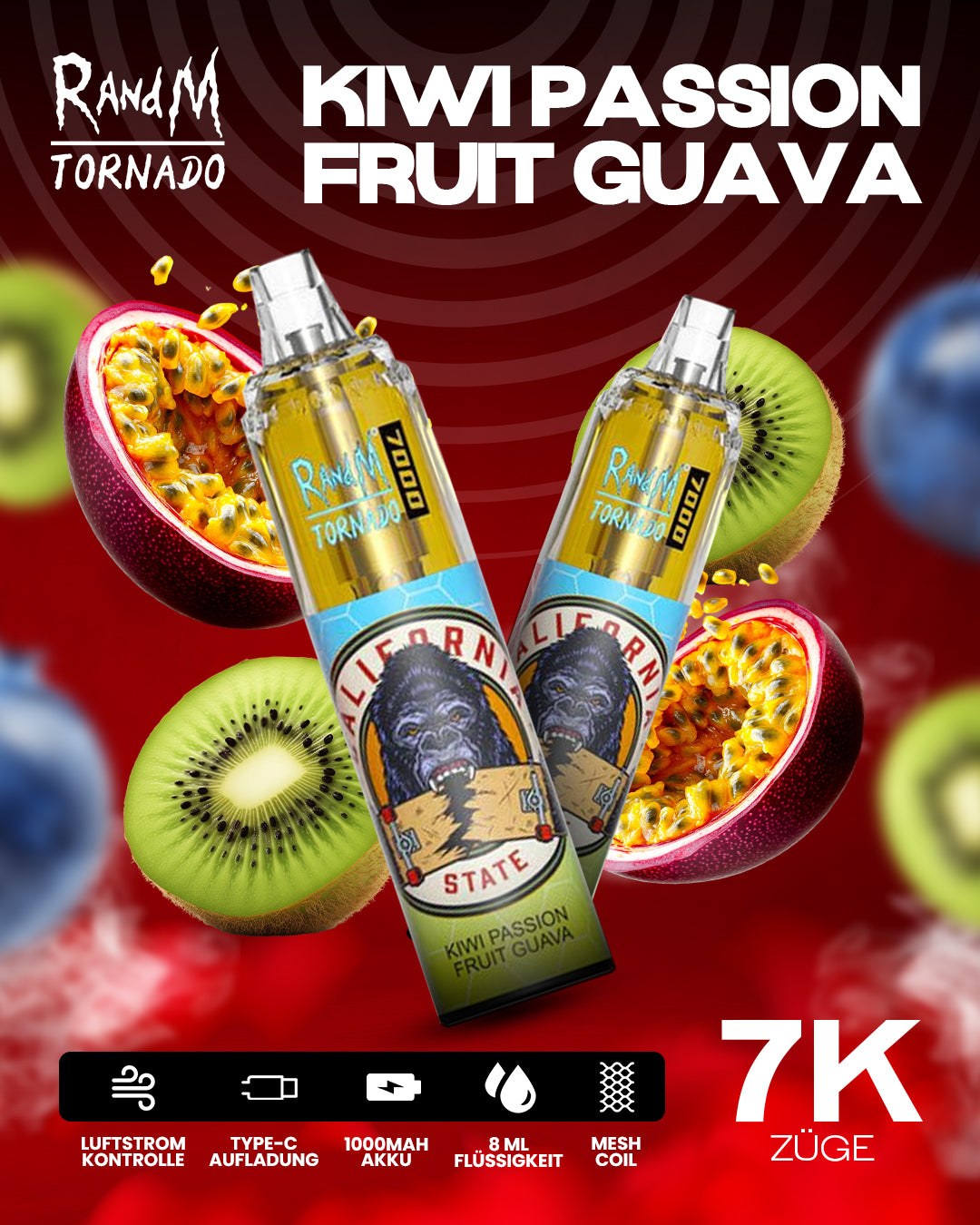 Kiwi Passionfruit Guava - RandM Tornado Vape - Offizieller Store