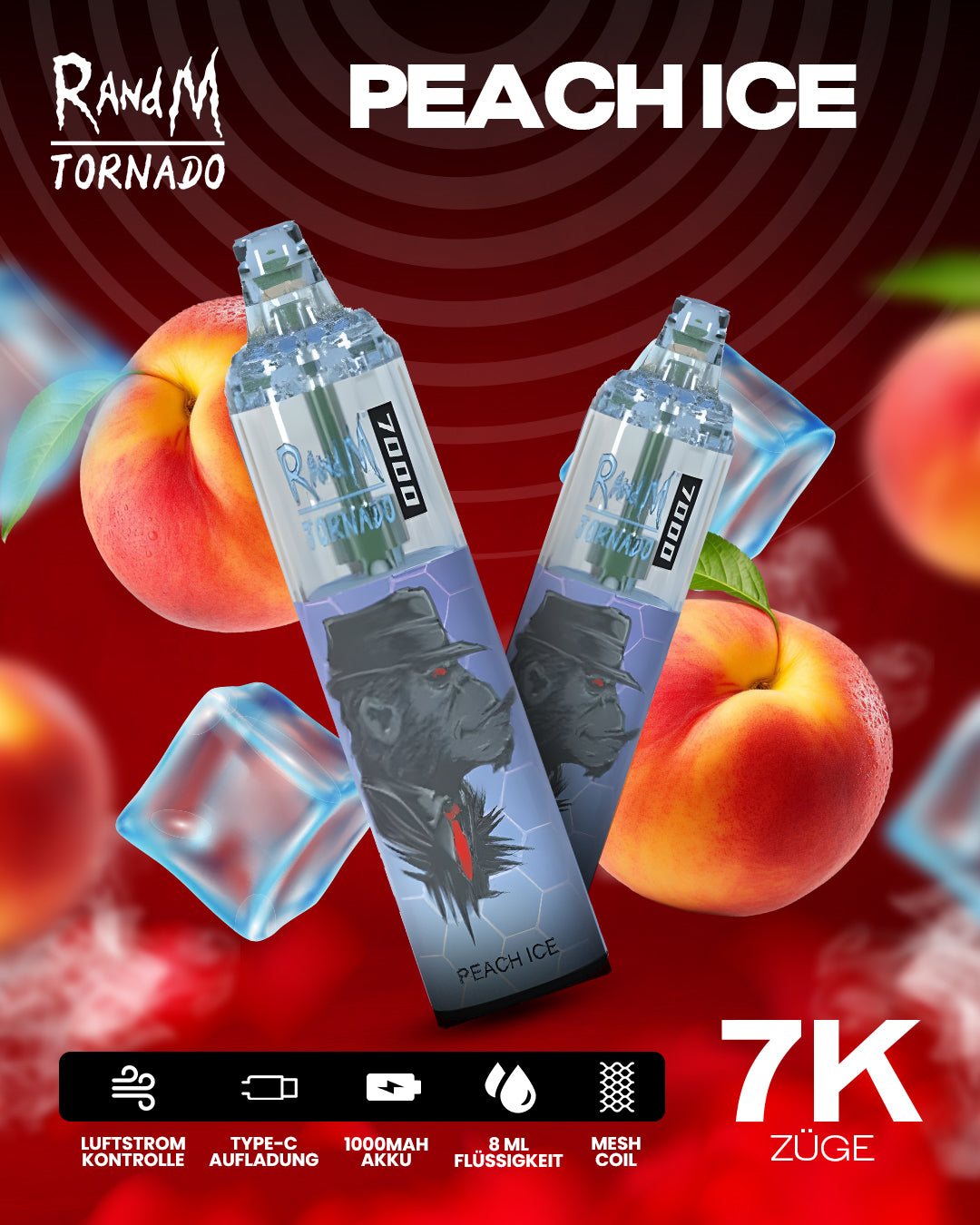 Peach Ice - RandM Tornado Vape - Offizieller Store