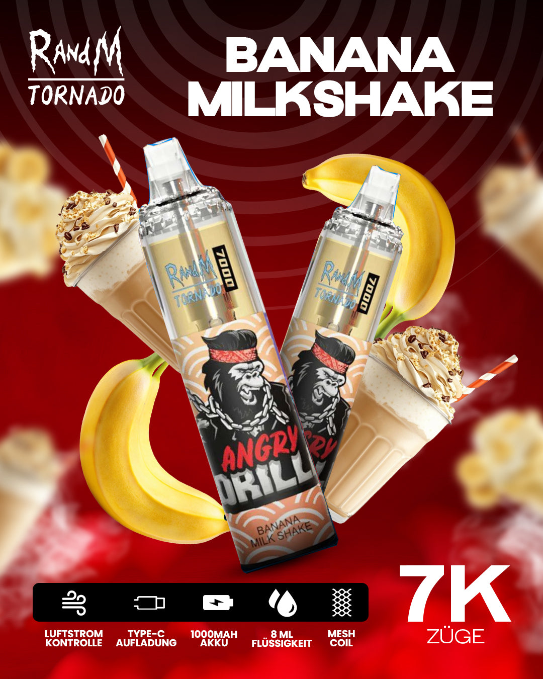 Banana Milkshake - RandM Tornado Vape - Offizieller Store