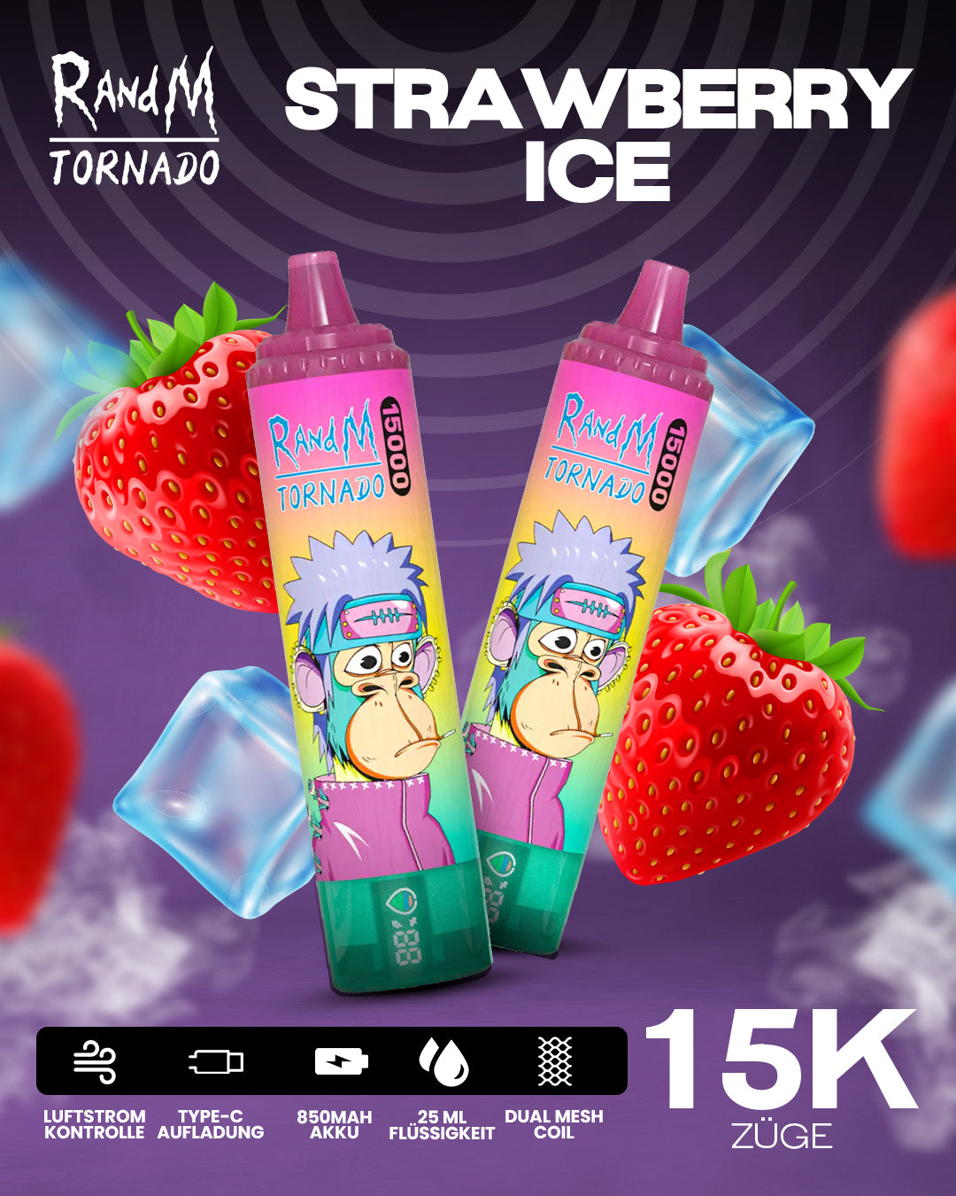 Strawberry Ice - RandM Tornado Vape - Offizieller Store