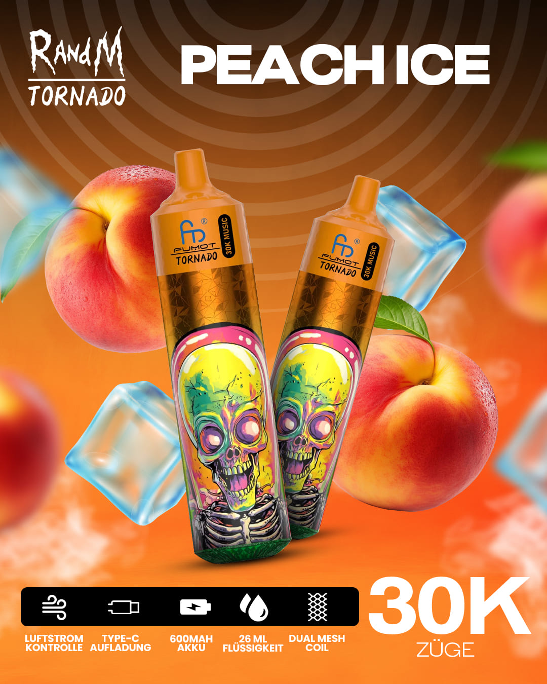 Tornado Vape 30000 - Peach Ice