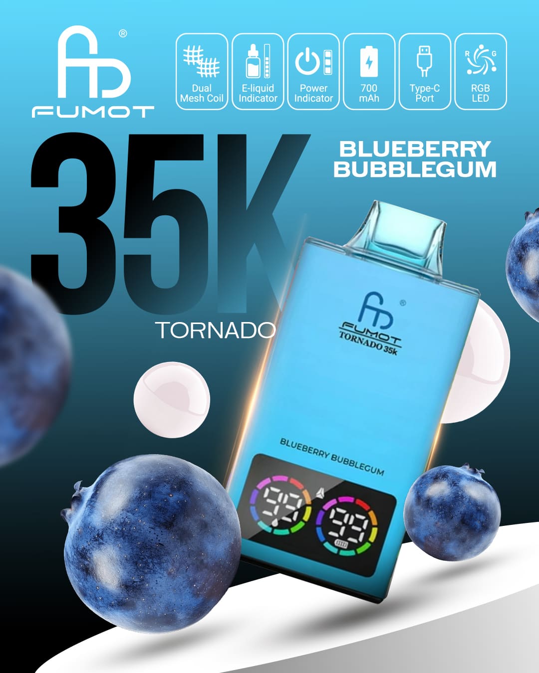 Fumot Tornado 35K - Blueberry Bubblegum