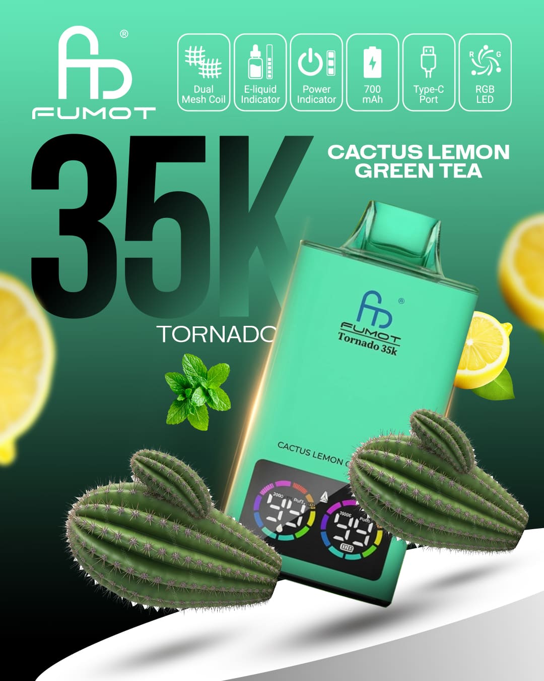 Fumot Tornado 35K - Cactus Lemon Green Tea