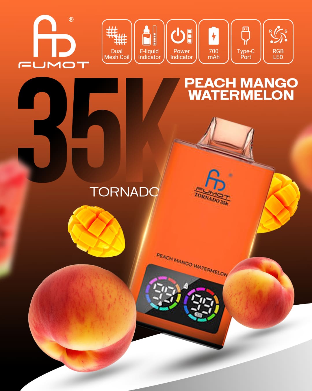 Fumot Tornado 35K - Peach Mango Watermelon