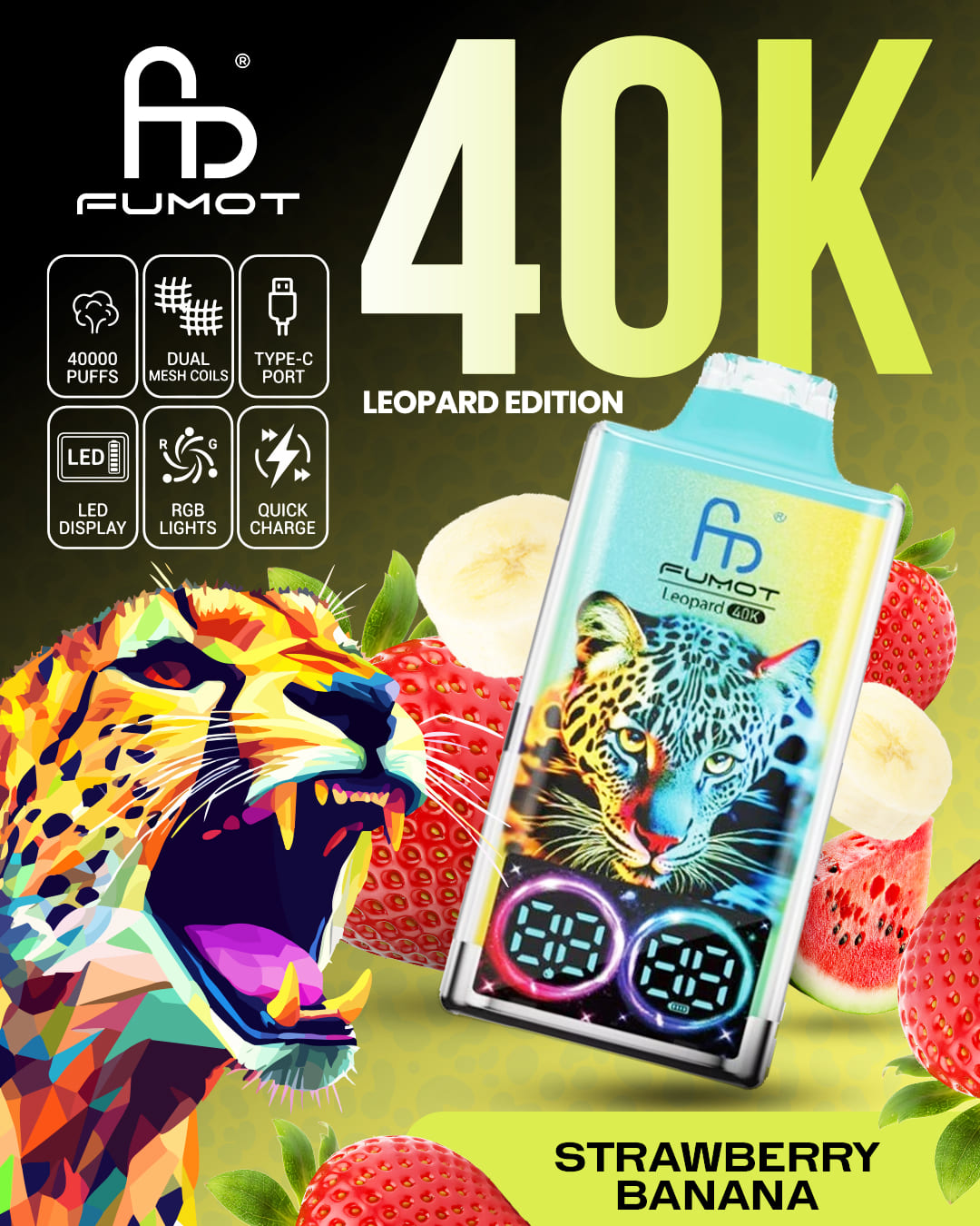 Fumot Leopard 40K - Strawberry Banana