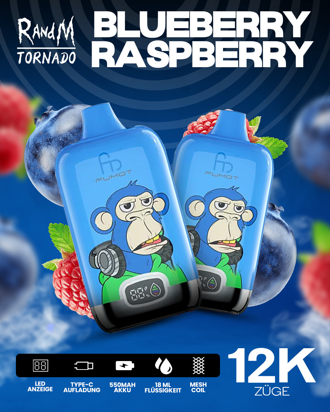 Blueberry Raspberry - RandM Tornado Vape - Offizieller Store
