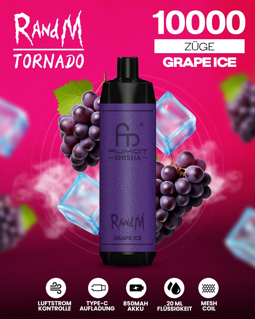 RandM Shisha 10000 - Grape Ice