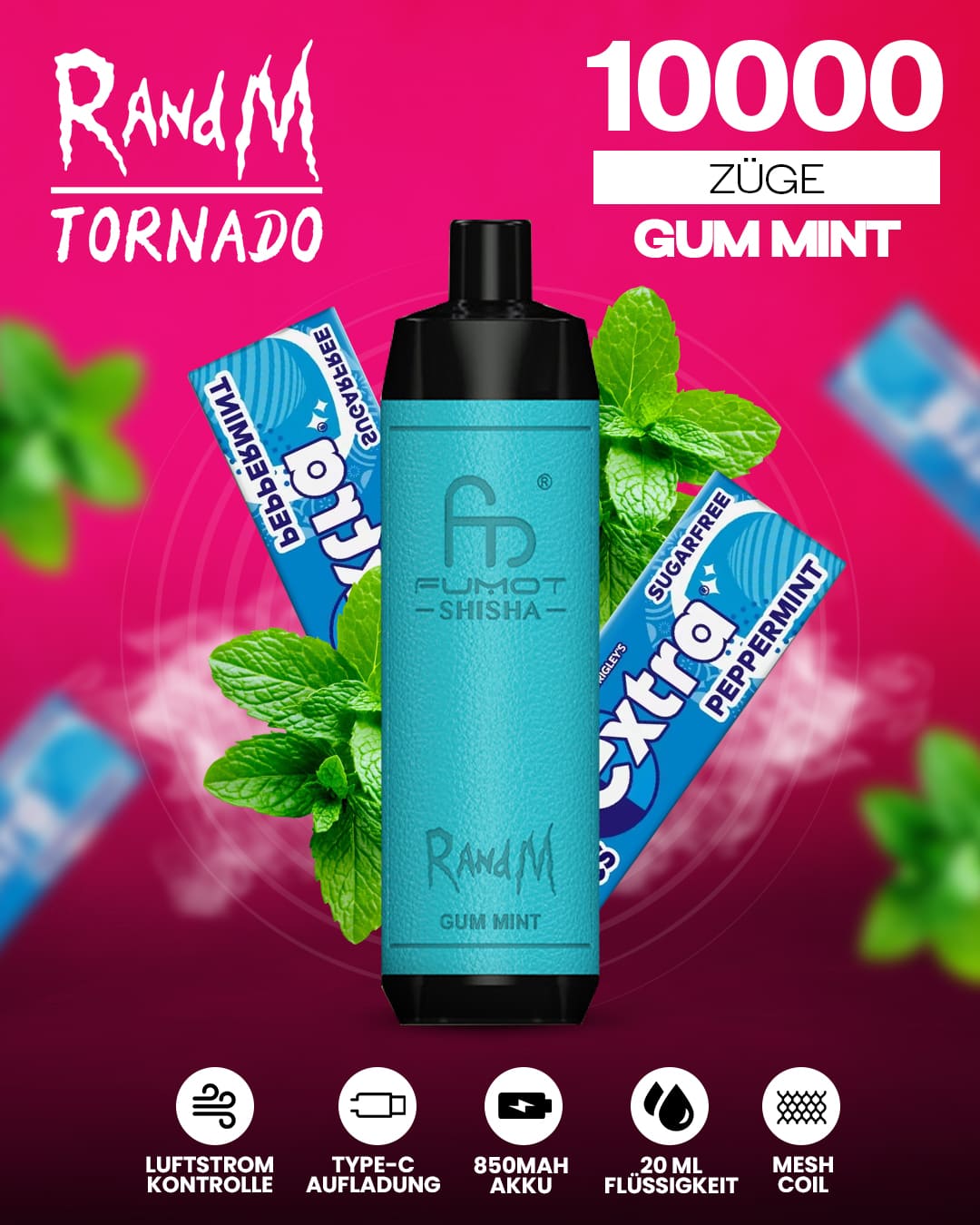 RandM Shisha 10000 - Gum Mint