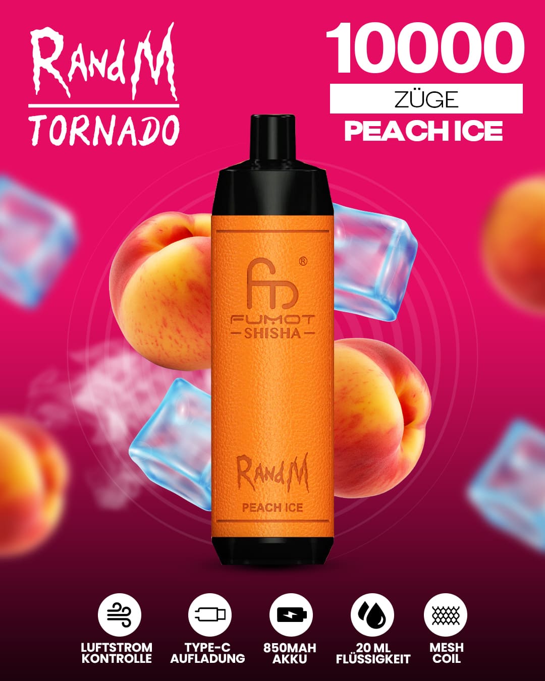 RandM Shisha 10000 - Peach Ice