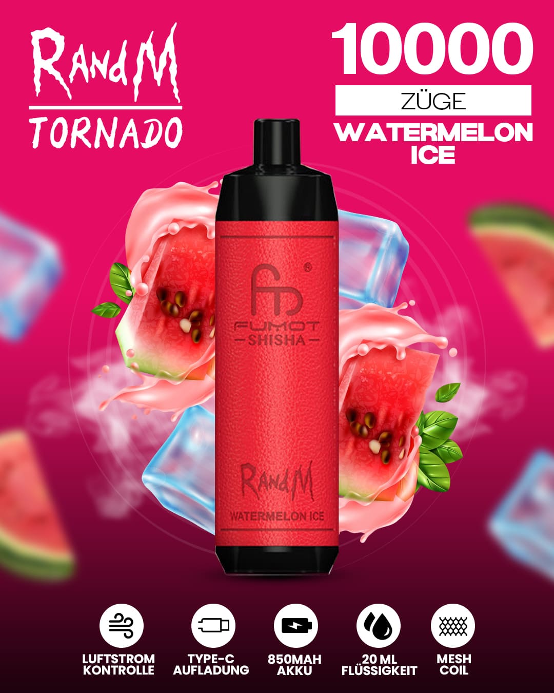 RandM Shisha 10000 - Watermelon Ice