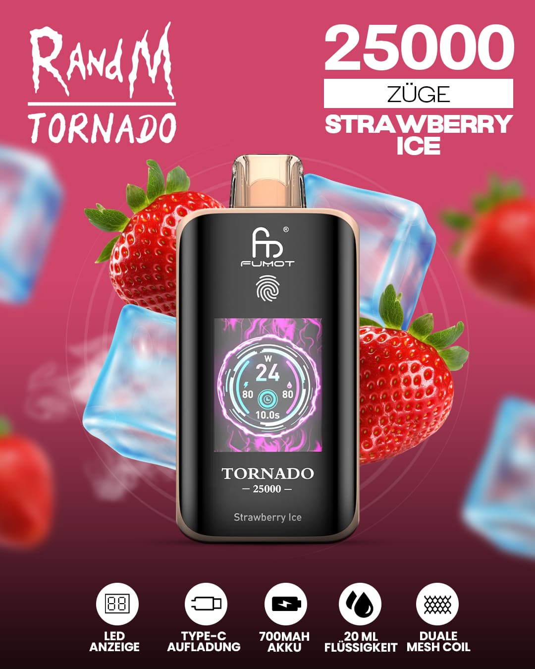 Tornado Vape 25000 - Strawberry Ice