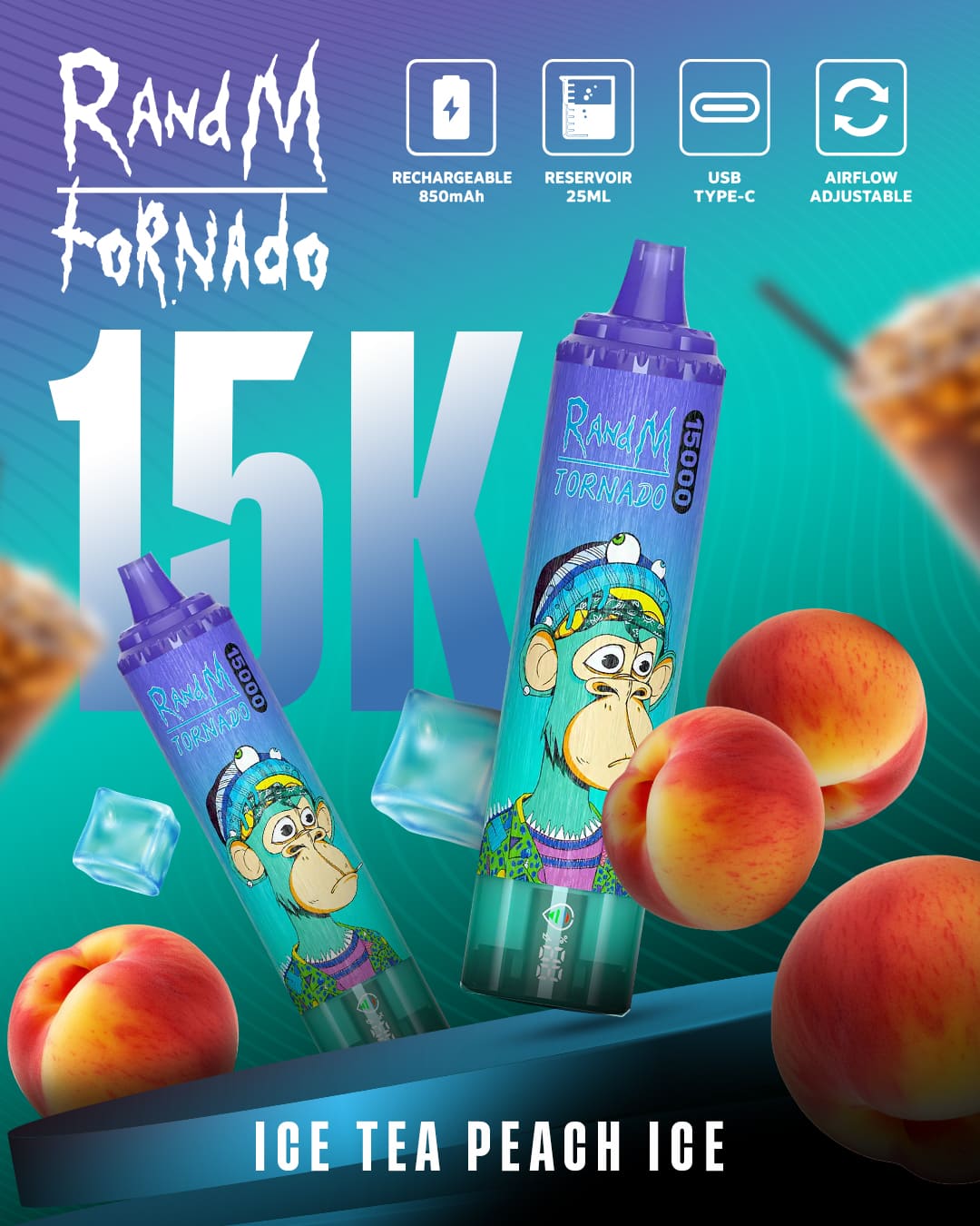 Tornado Vape 15000 - Ice Tea Peach Ice