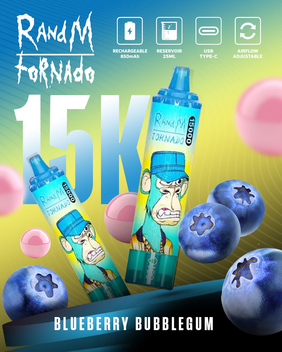 Tornado Vape 15000 - Blueberry Bubblegum