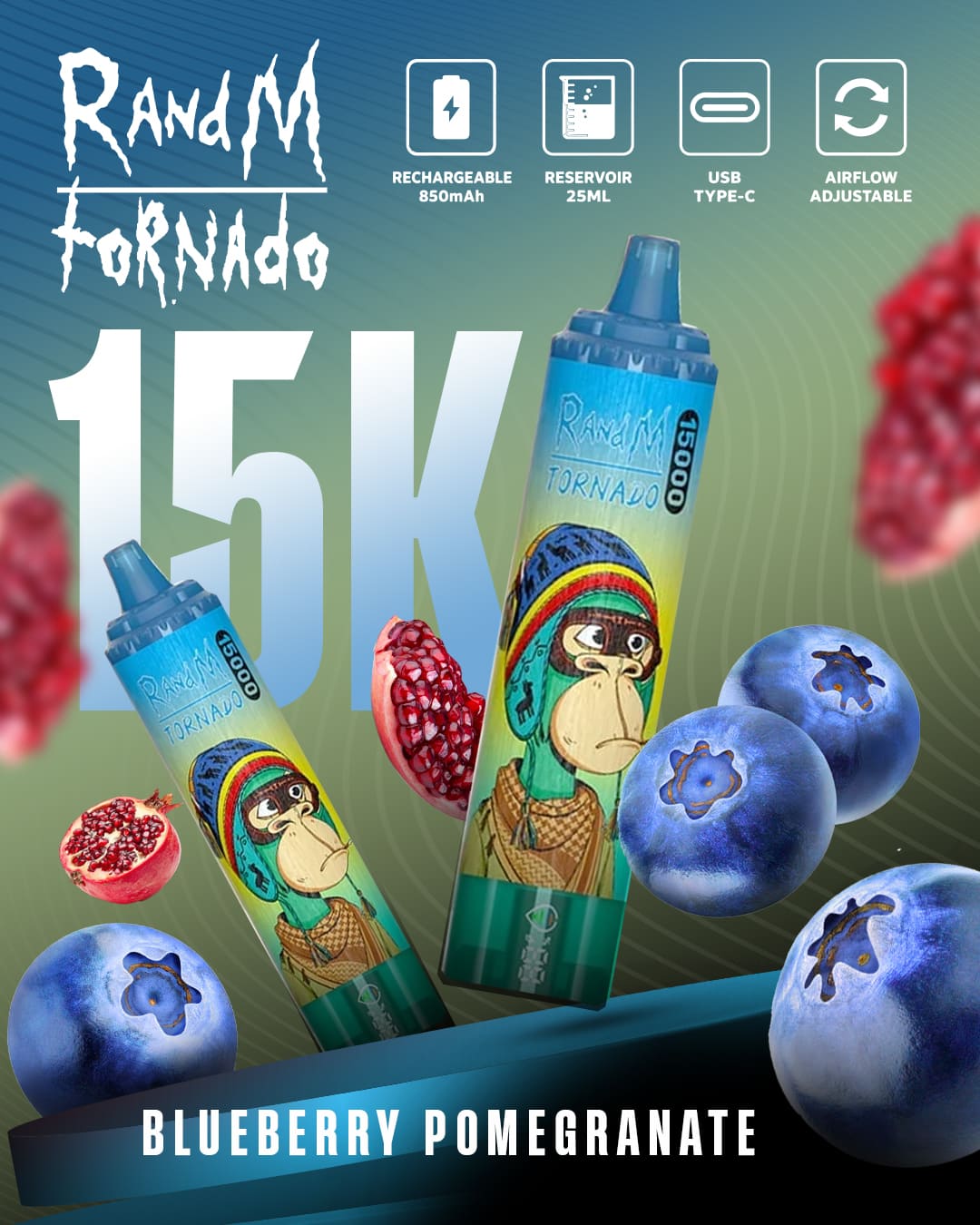 Tornado Vape 15000 - Blueberry Pomegranate