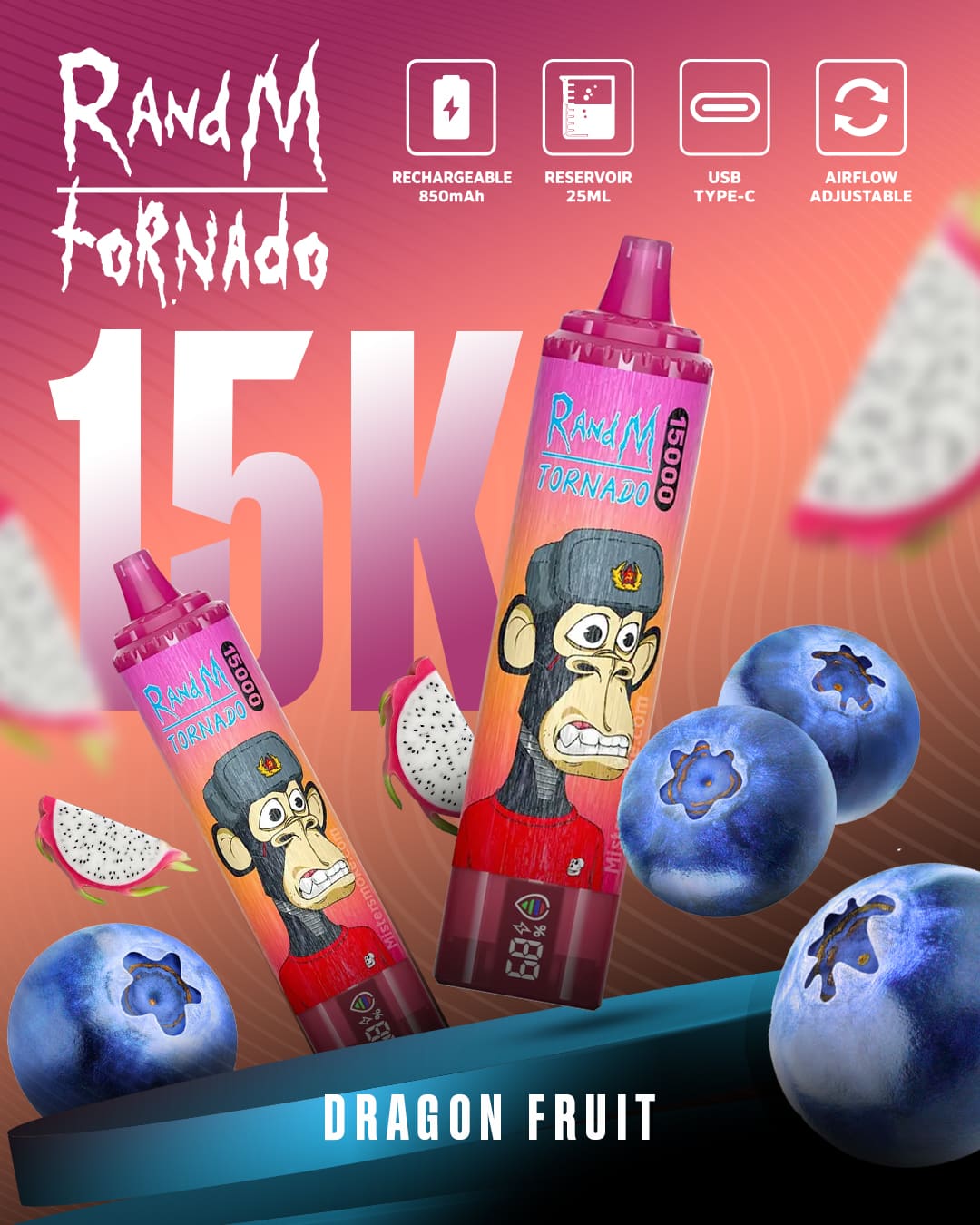 Tornado Vape 15000 - Dragon Fruit