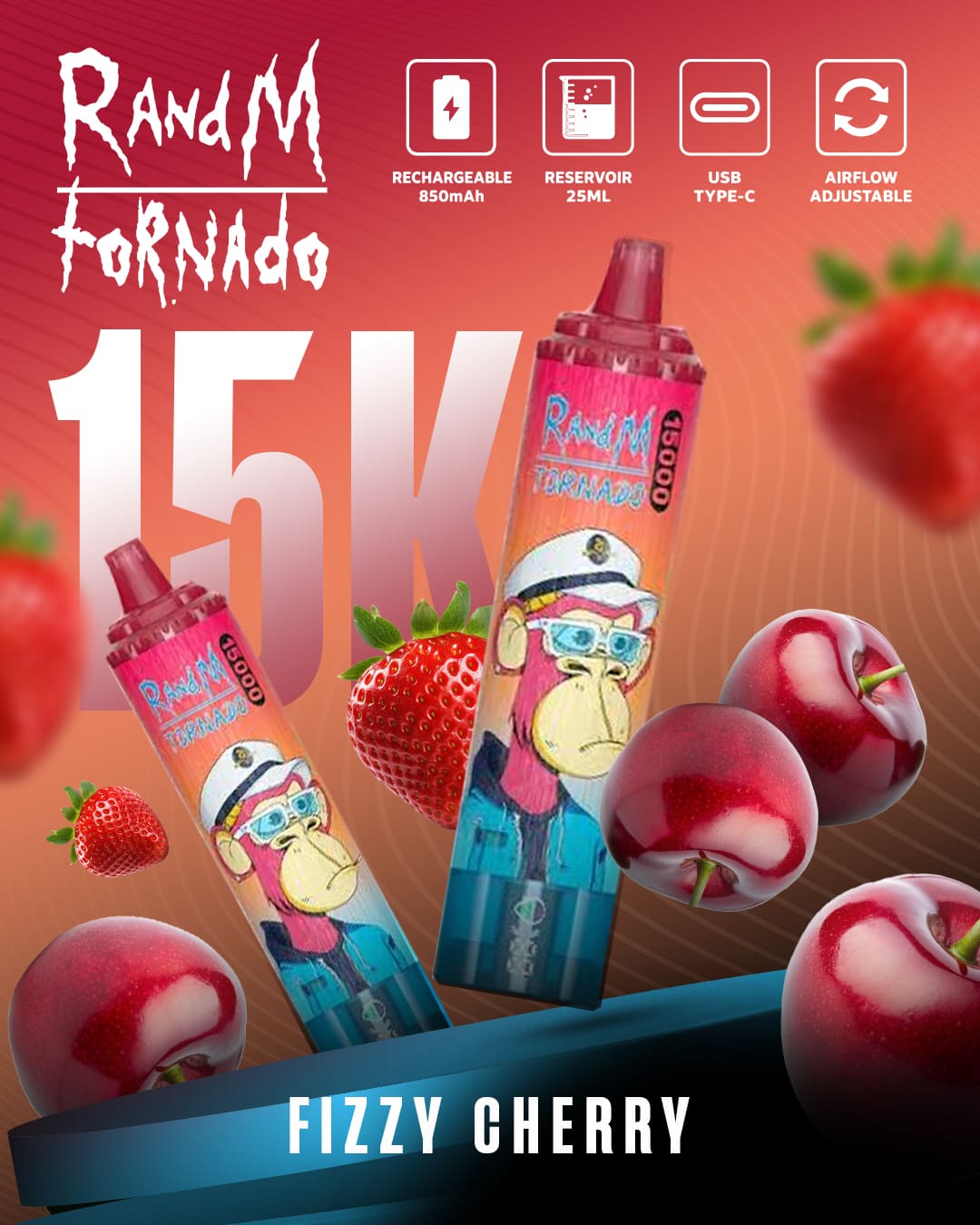 Tornado Vape 15000 - Fizzy Cherry