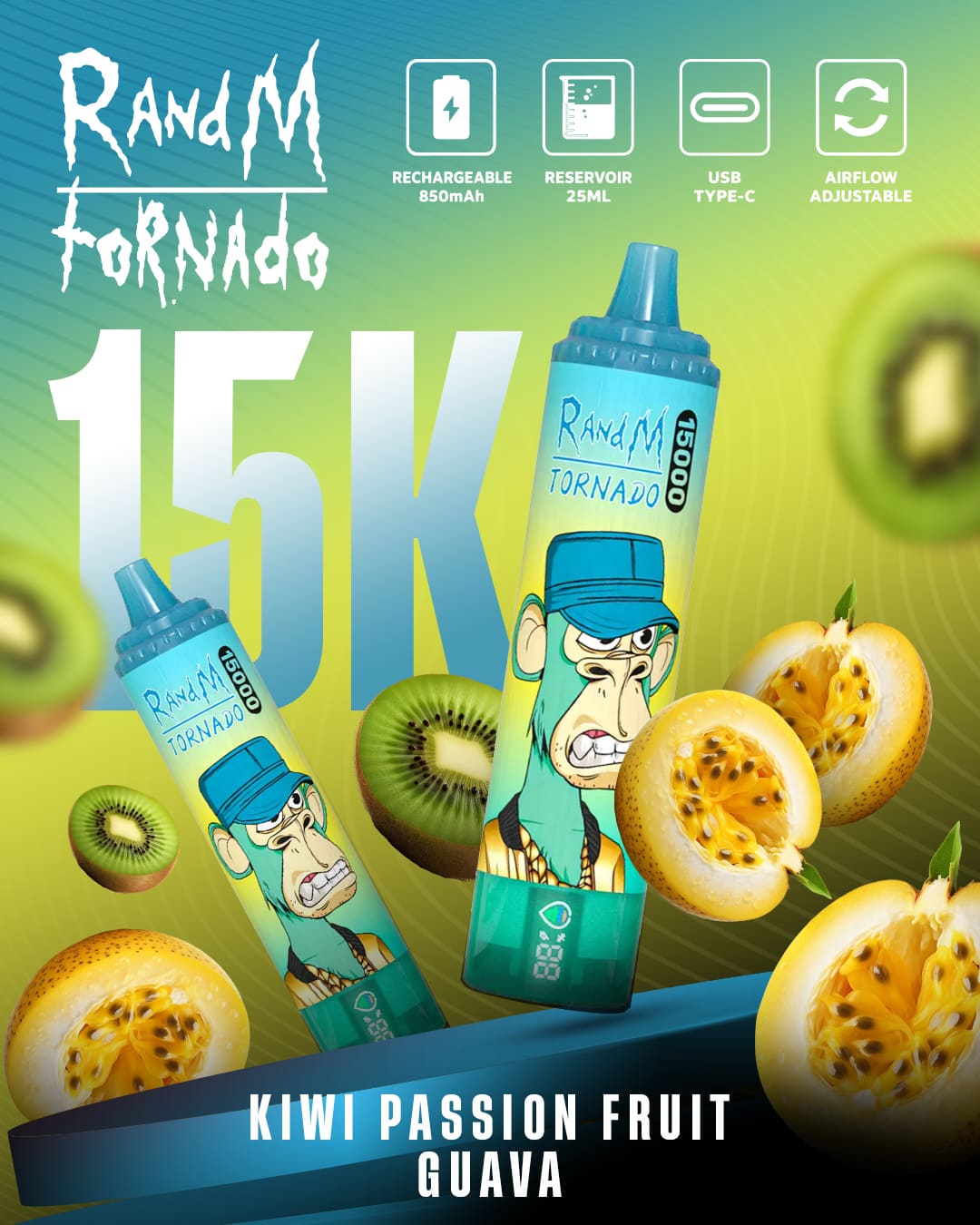Tornado Vape 15000 - Kiwi Passionfruit Guava
