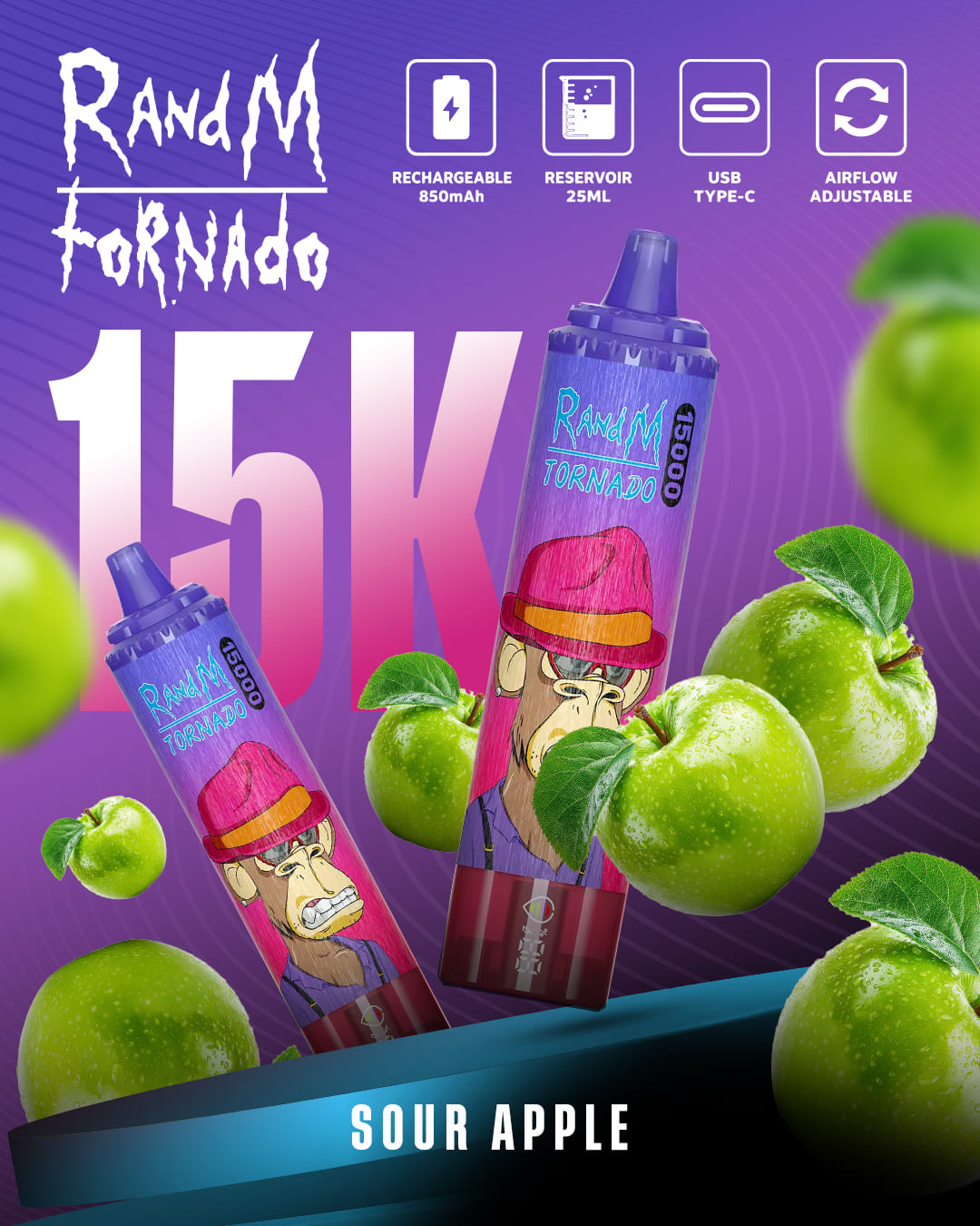 Tornado Vape 15000 - Sour Apple