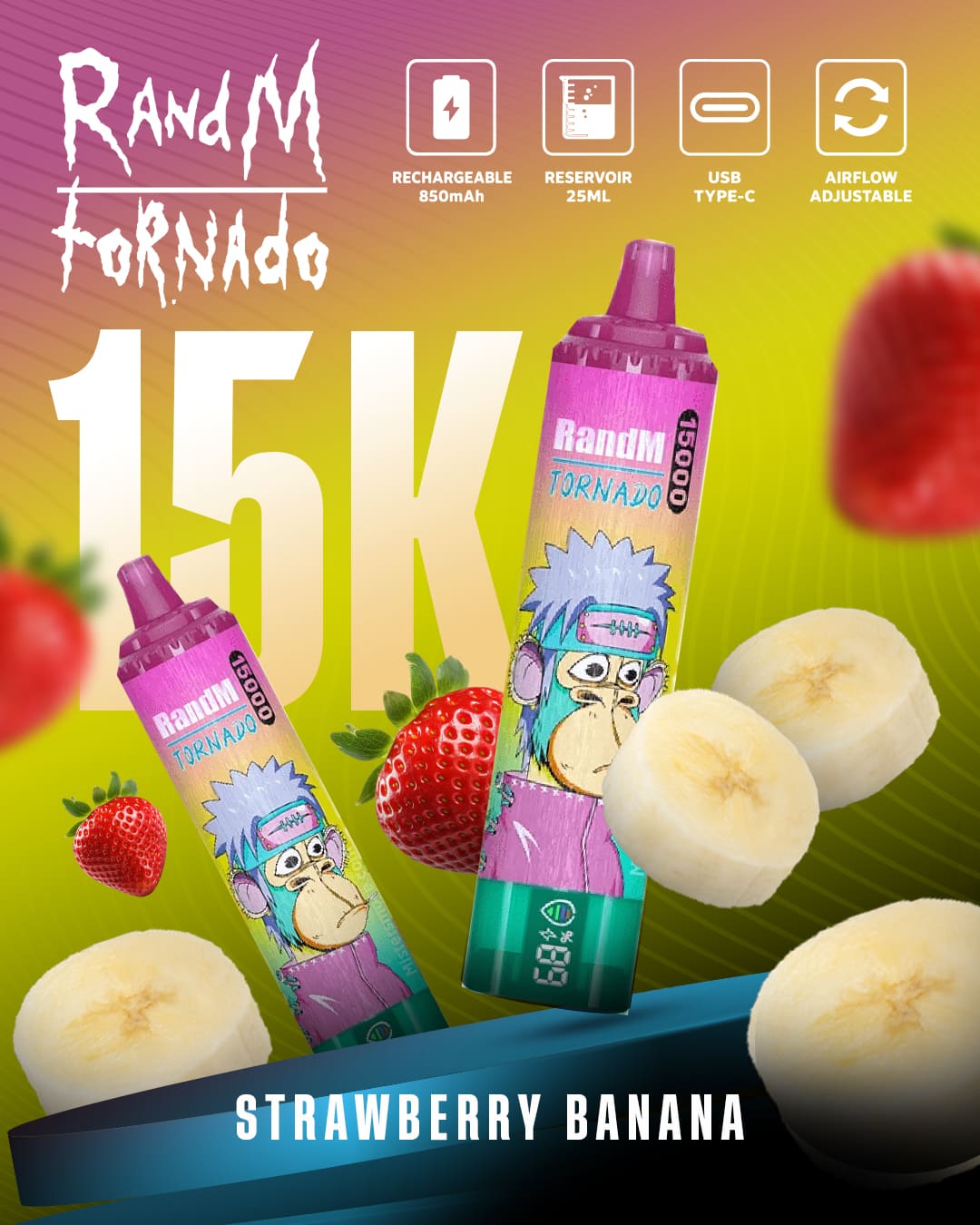 Tornado Vape 15000 - Strawberry Banana