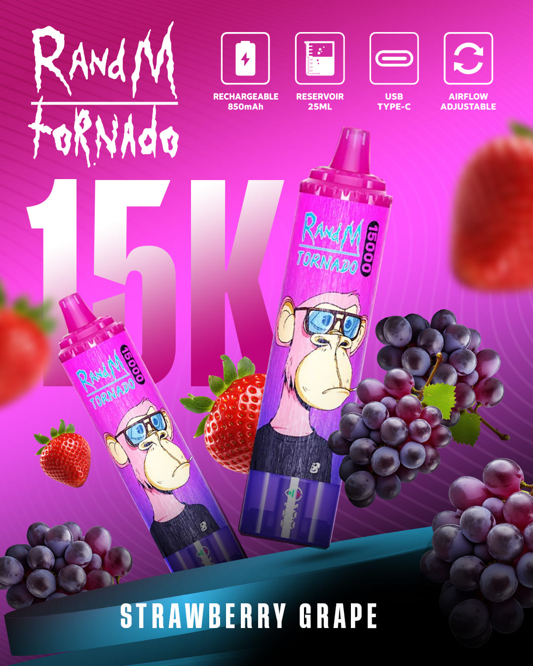 Tornado Vape 15000 - Strawberry Grape