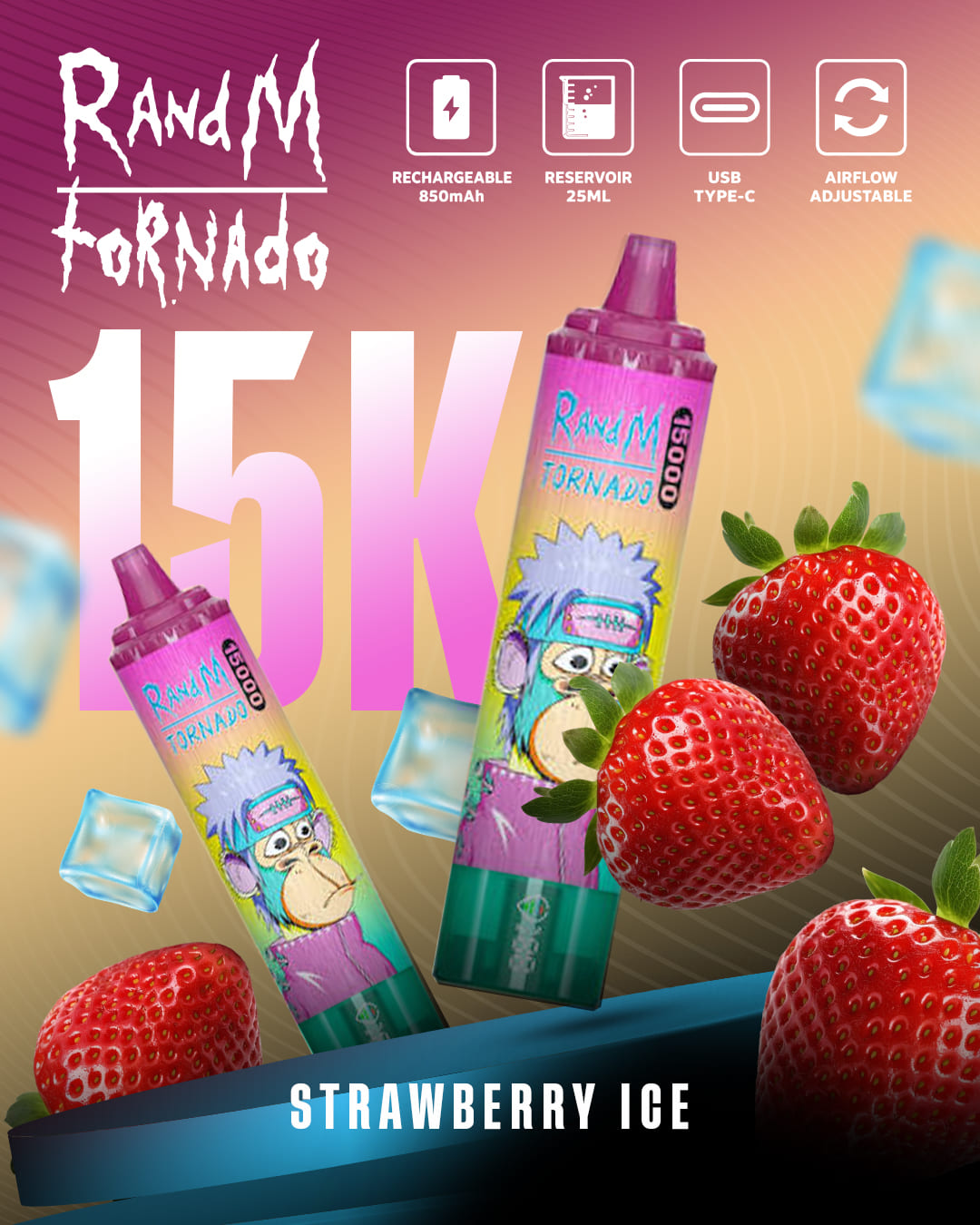 Tornado Vape 15000 - Strawberry Ice