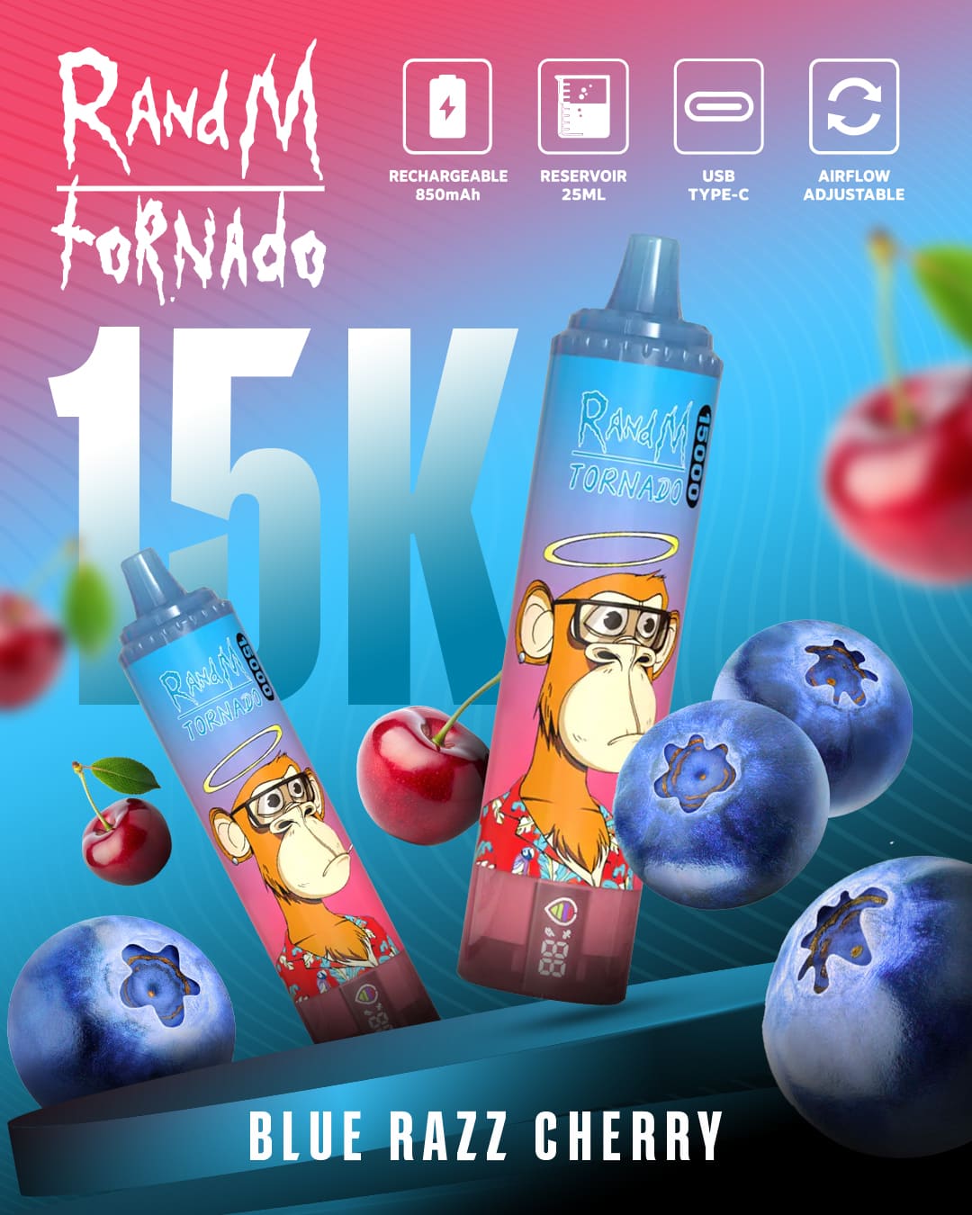 Tornado Vape 15000 - Blue Razz Cherry