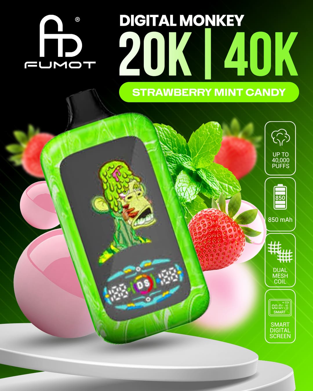 Fumot Digital Monkey 20K/40K - Strawberry Mint Candy