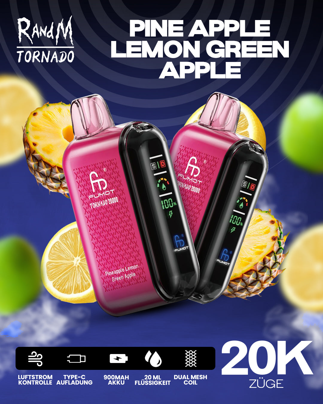 Pineapple Lemonade Green Apple - RandM Tornado Vape - Offizieller Store