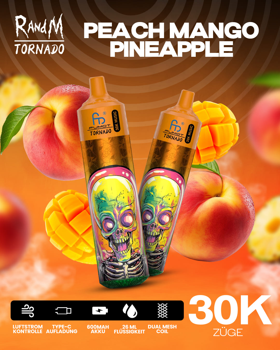 Tornado Vape 30000 - Peachy Mango Pineapple