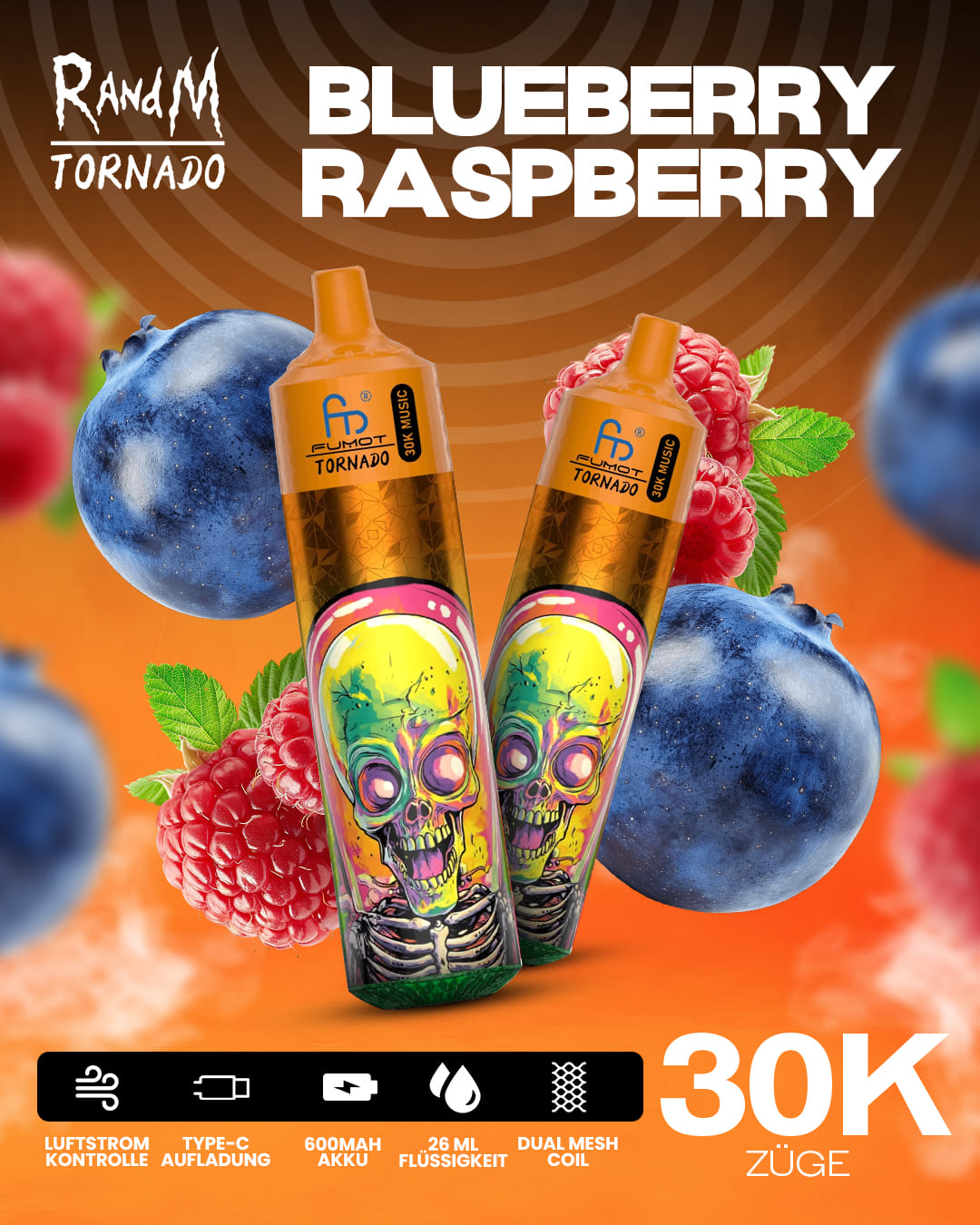 Tornado Vape 30000 - Blueberry Raspberry