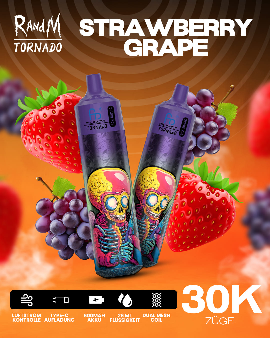 Tornado Vape 30000 - Strawberry Grape