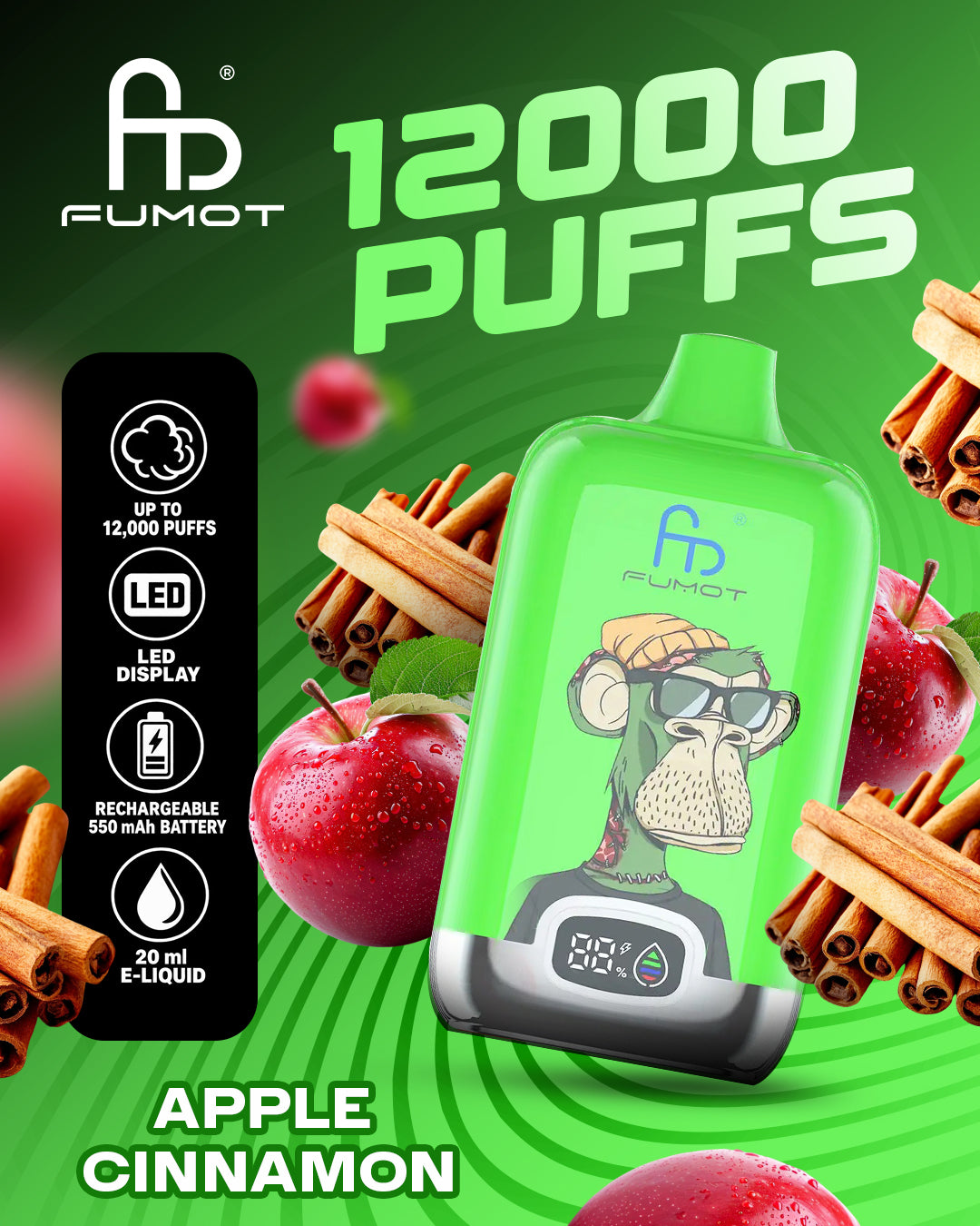 Fumot Vape 12000 - Apple Cinnamon
