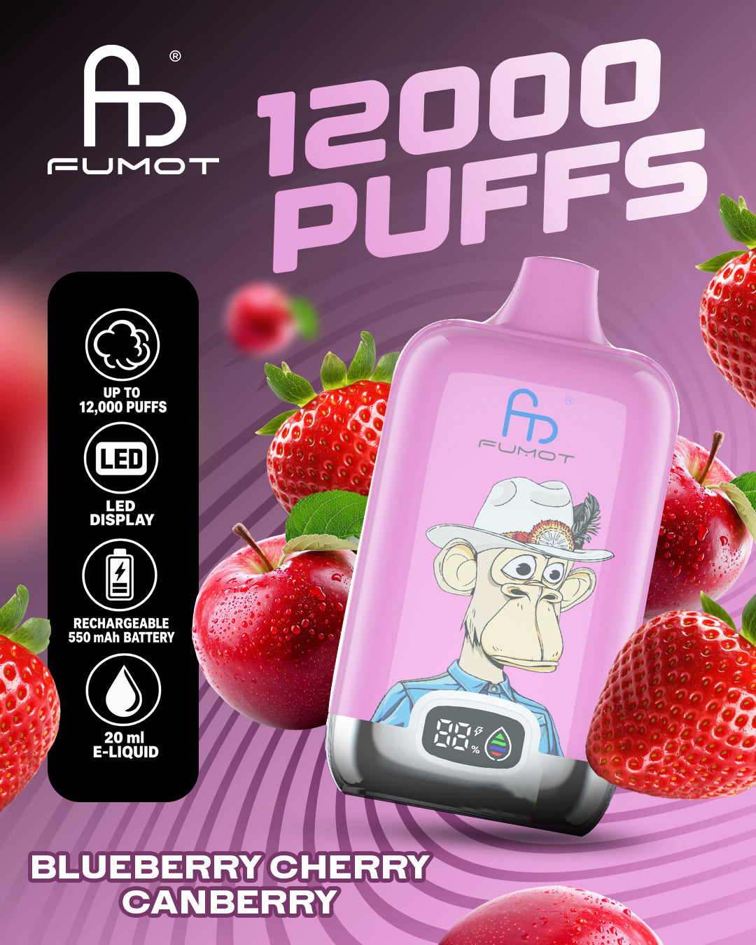 Fumot Vape 12000 - Blueberry Cherry Cranberry