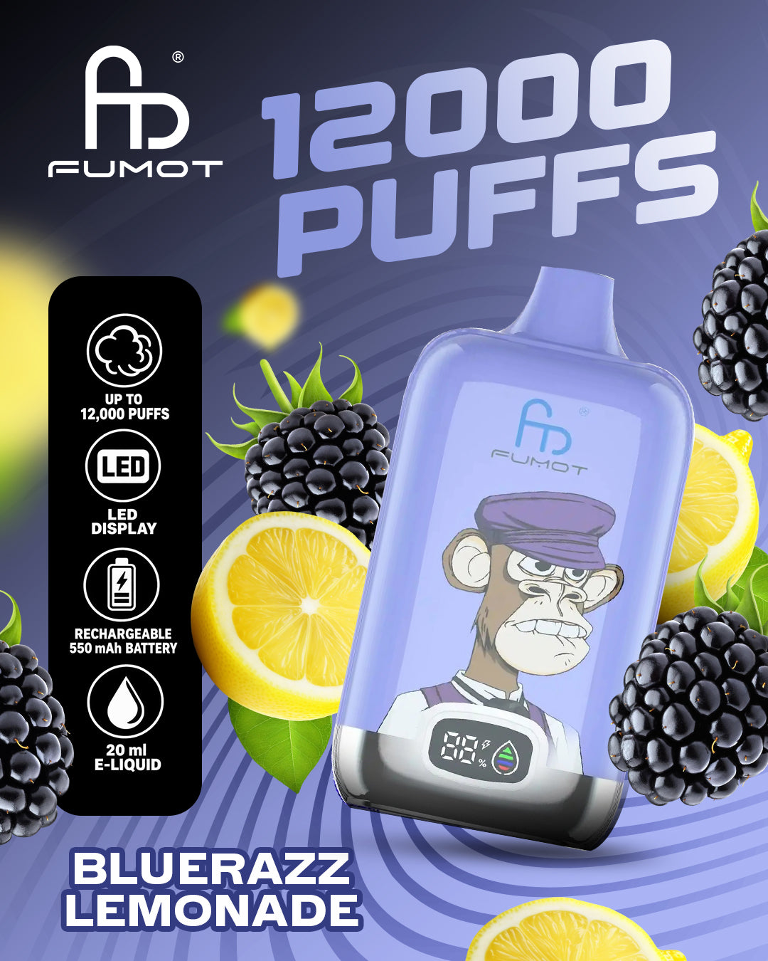 Fumot Vape 12000 - Bluerazz Lemonade