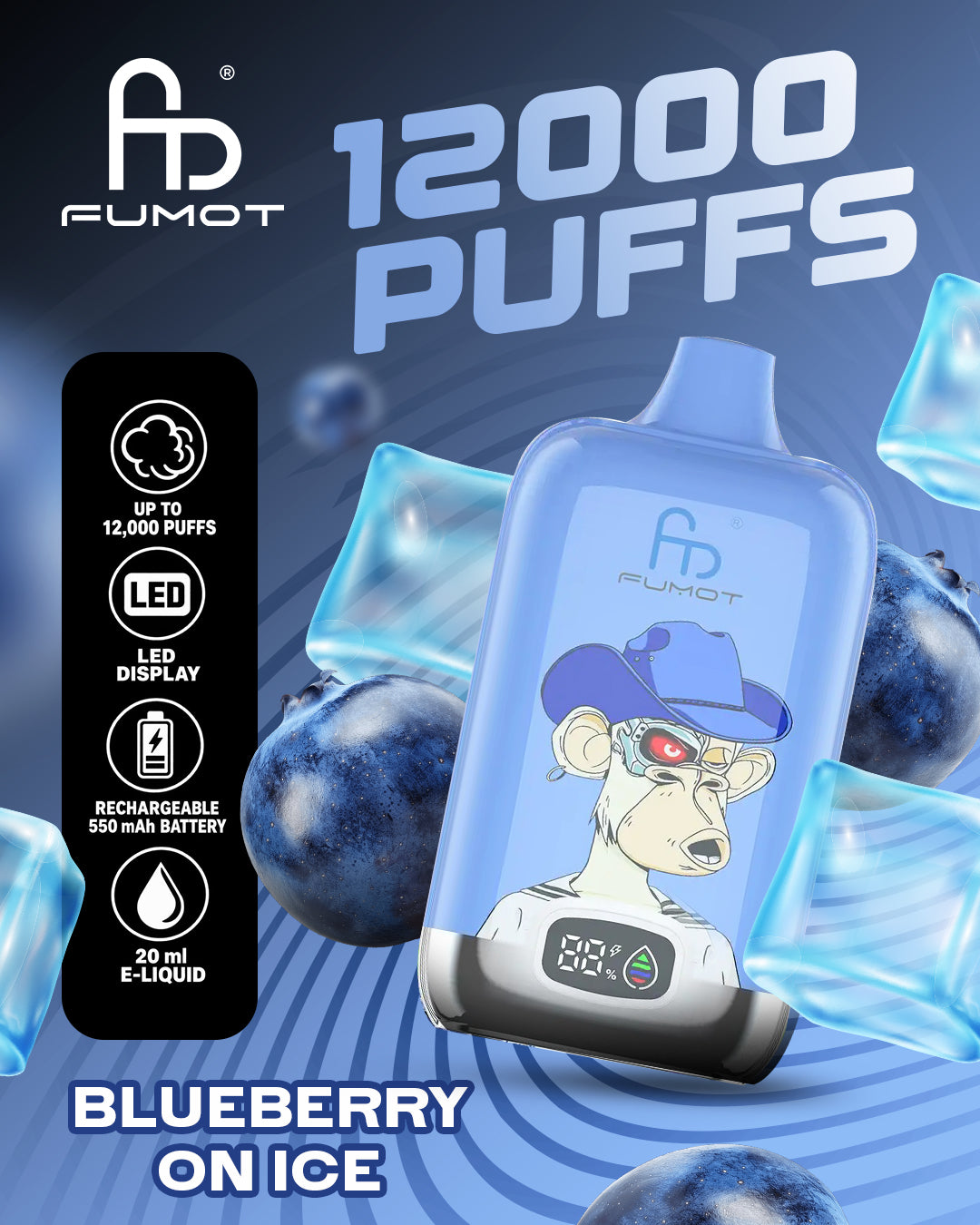 Fumot Vape 12000 - Blueberry On Ice